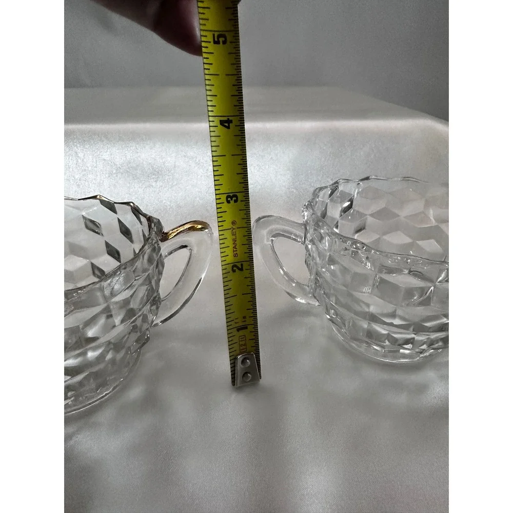 Fostoria‎ American Clear Glass 2 Cream and Sugar Sets Cube Pattern